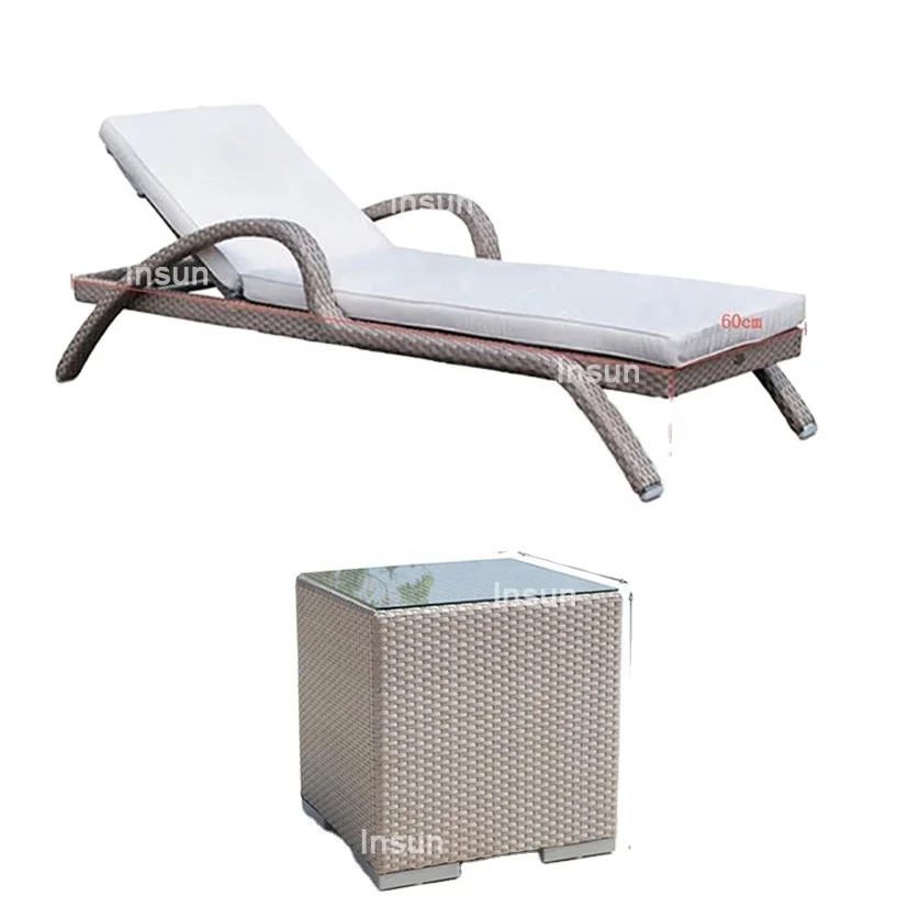 light grey rattan sun loungers