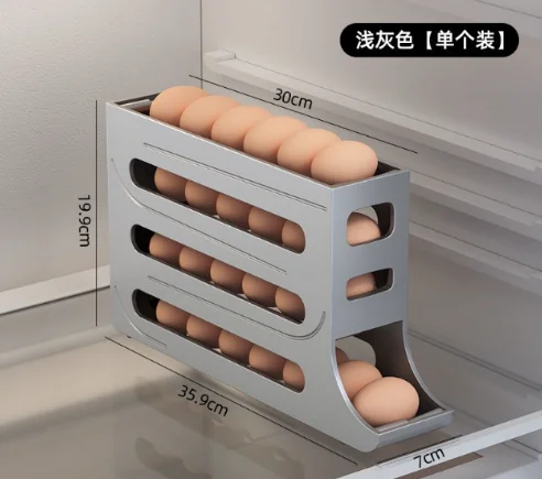 Plastic Refrigerator Egg Organizer Rack Automatic Rolling Egg Tray Kitchen Multi-layer Egg Storage Holder