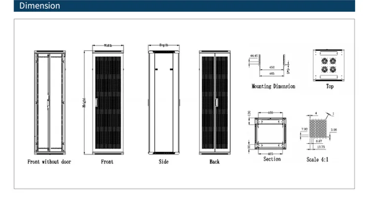 Server Rack Standard 19 Inch Mount Rack Network Cabinet With Steel Mesh Door(图6)
