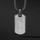 Charm Mens Crystal Dogtag Black Dog Tag Charm Pendant Men Stainless Steel Necklace For Mens