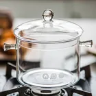 Big Size Transparent Clear Double-ear Cooking Pot Cook Soup Borosilicate Pyrex Glass Cooking Pot