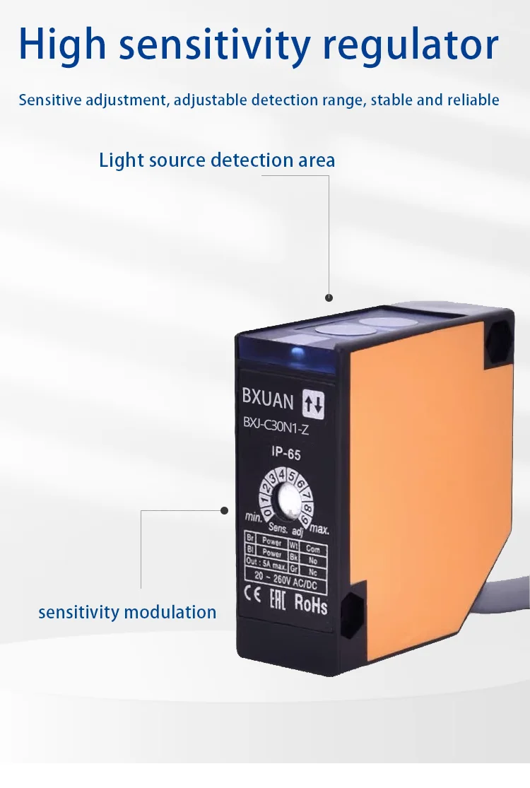 Bxuan Pnp Photoelectric Sensor Three Wire Output No Nc 3m Detection