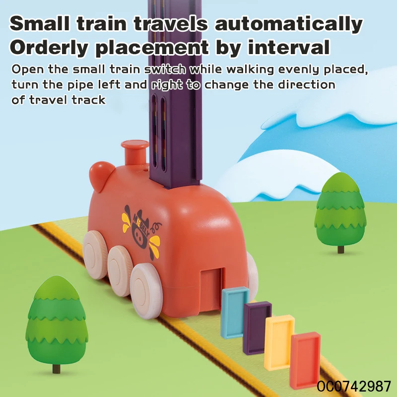 Interesting educational pig car kids electric domino train car truck set toys