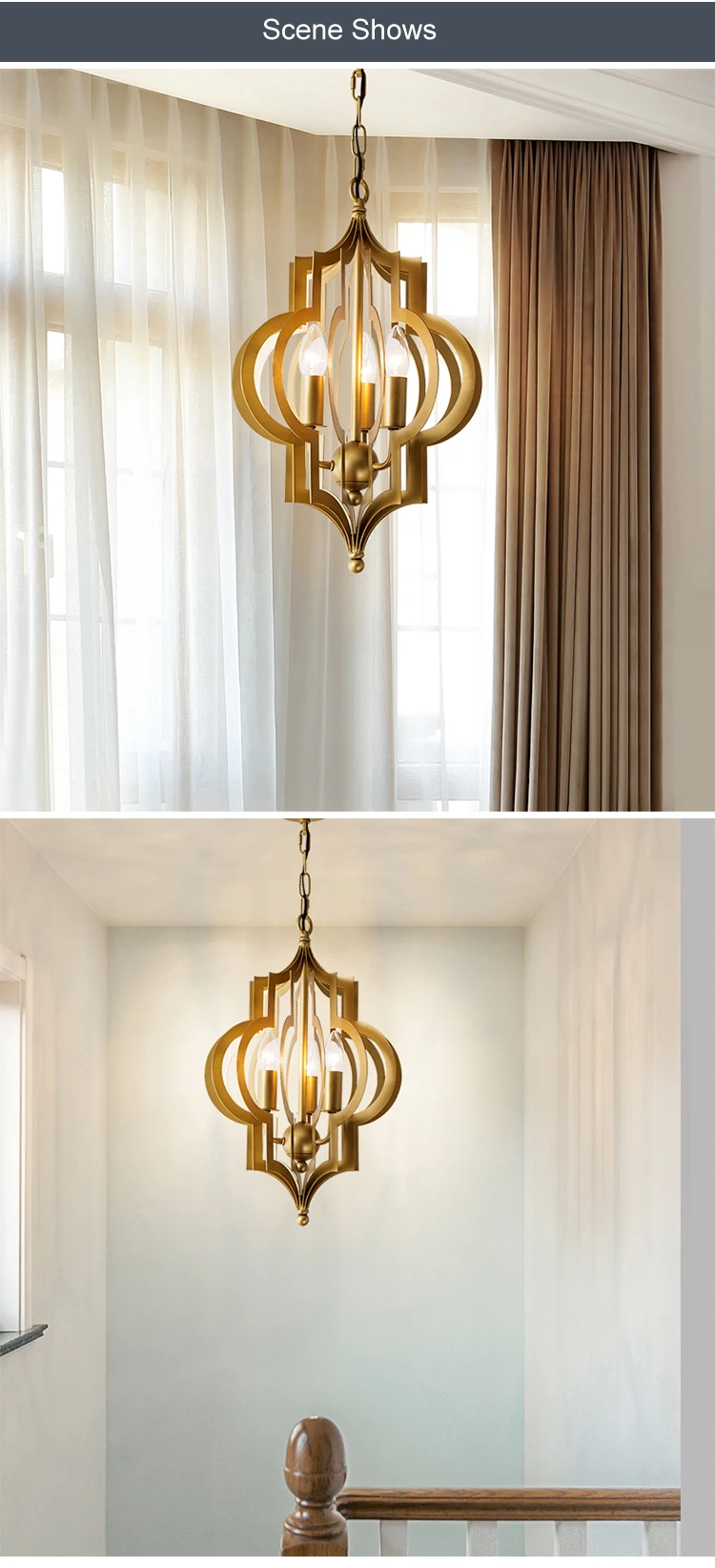 pal80565 wholesale residential decoration lighting iron frame antique brass led chandelier -4