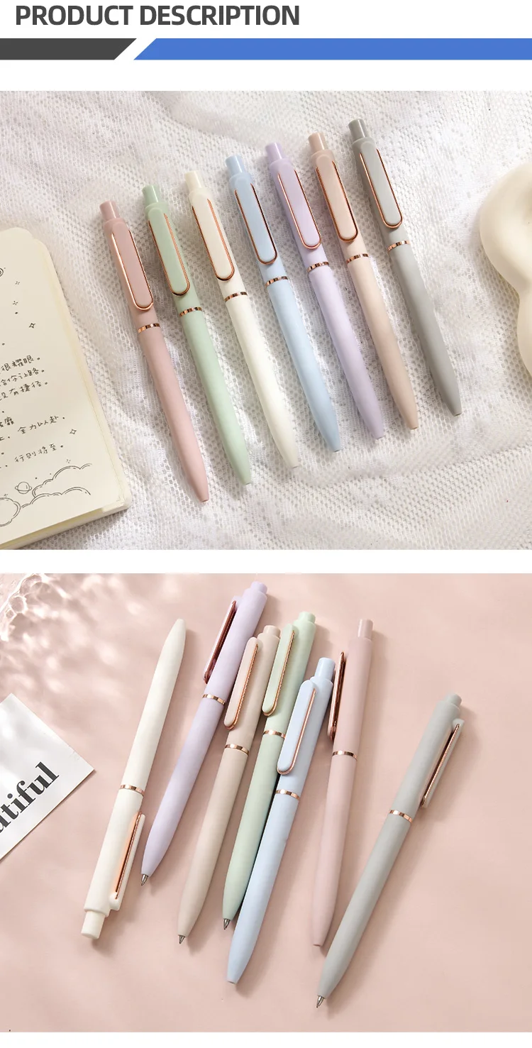 Customizable 0.5mm High Color Value Morandi Press Signature Gels Pens for Business Office Cute Printable Logo Writing Plastic