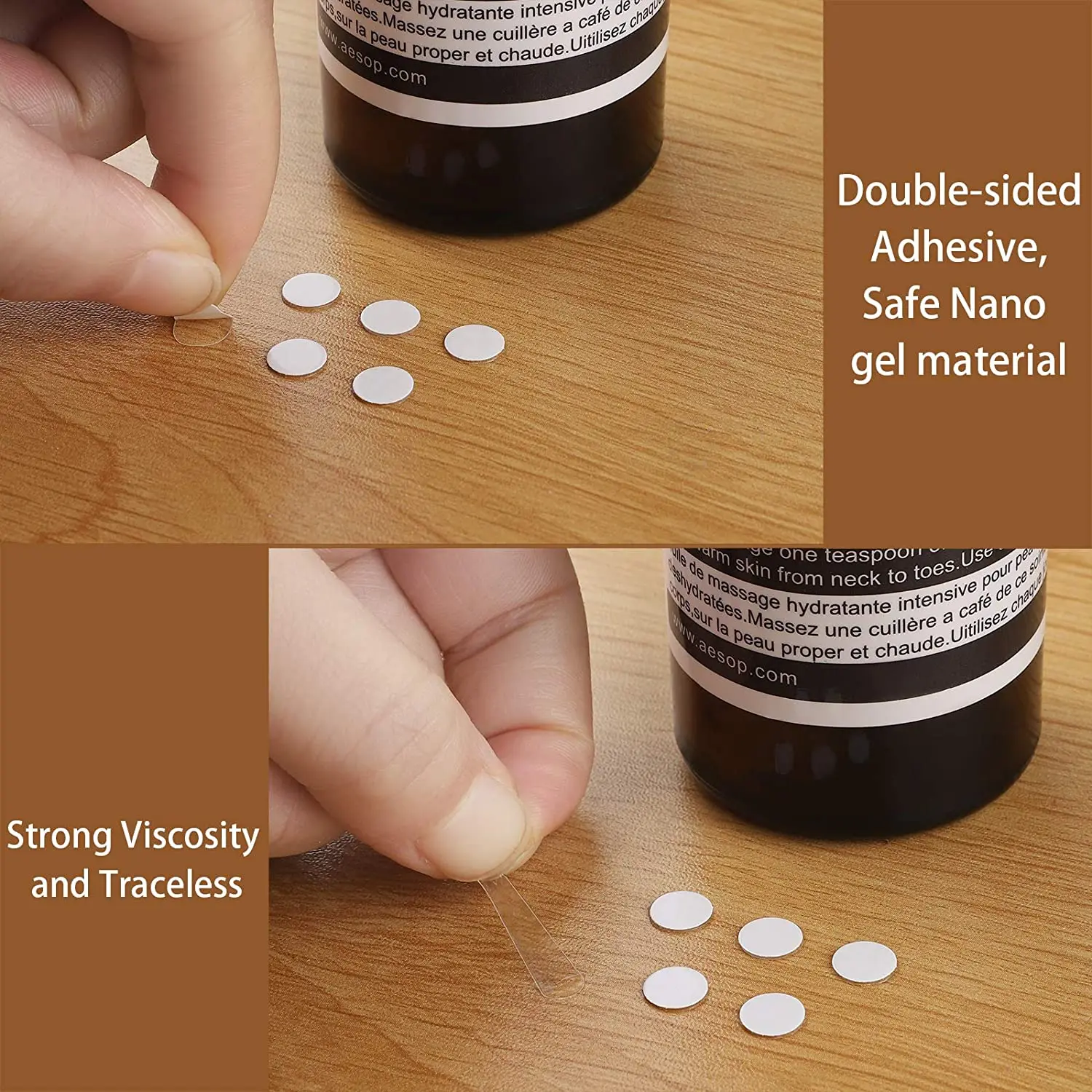 LOW MOQ Strong Viscosity 20mm 30mm 50mm Washable Die Cut Circles Double Side Nano Tape
