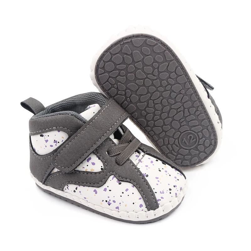 Colorful Little Graffiti Baby High-top Wear-resistant Soft-soled Non-slip Toddler Shoes factory