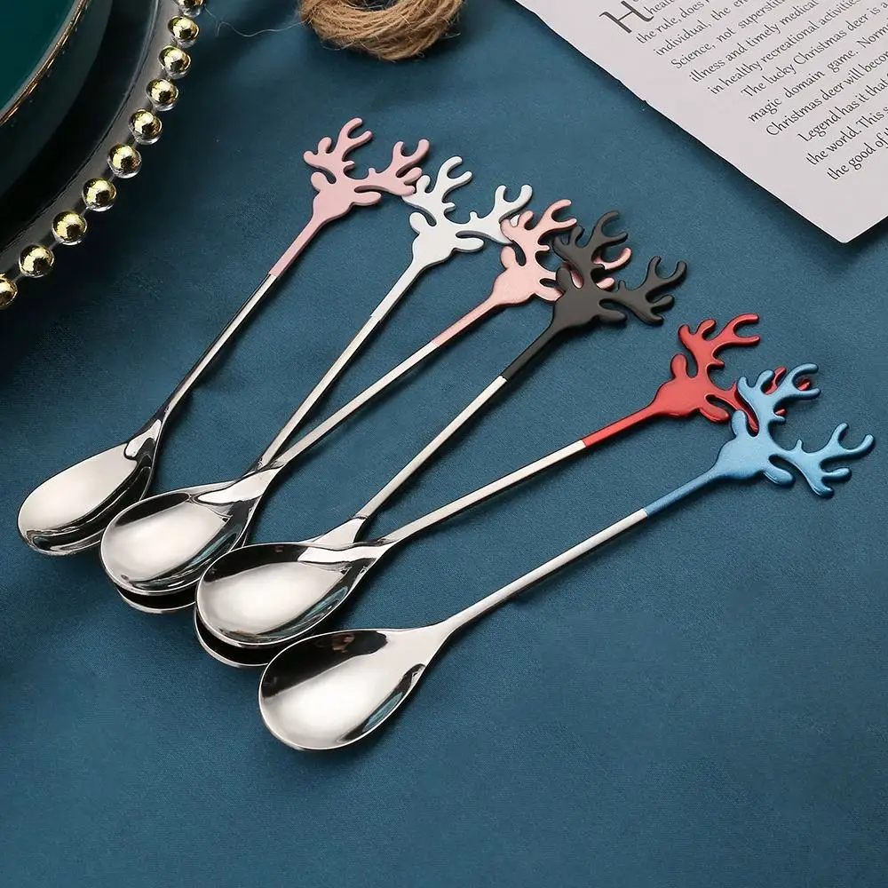 stainless steel 304 2 piece set gift box gold creative styling metal dessert spoons coffee tea spoon set