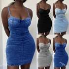 Sexy Casual Hot Selling Solid Color Denim Dress Tight Halter Skirt Waist Show Slim A Shape Sexy Casual Skirt