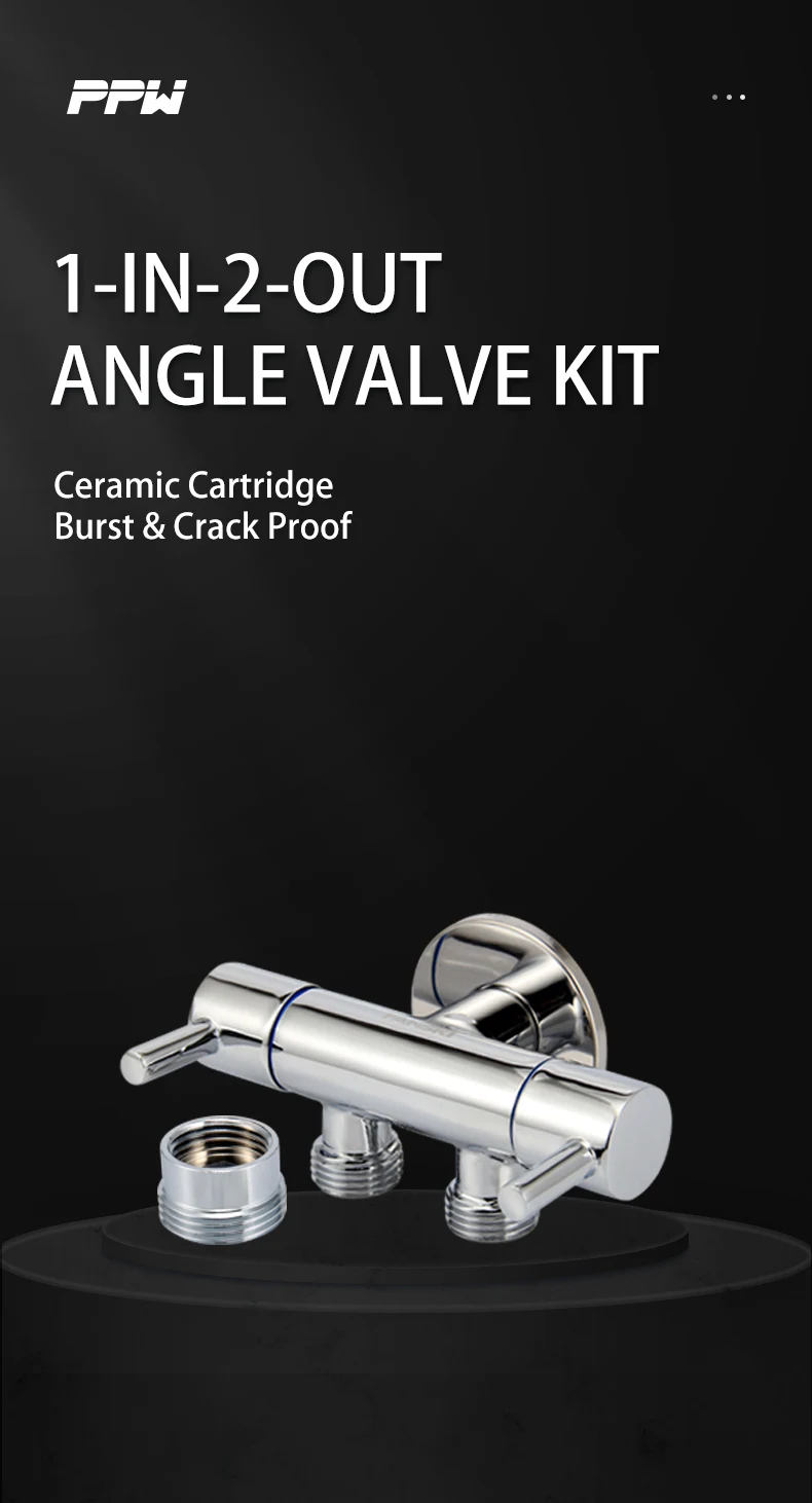 1-In-2-Out Angle Valve Dual Handle Dual Control Independent On/Off Control Can Connect Washing Machine Hose and Toilet factory