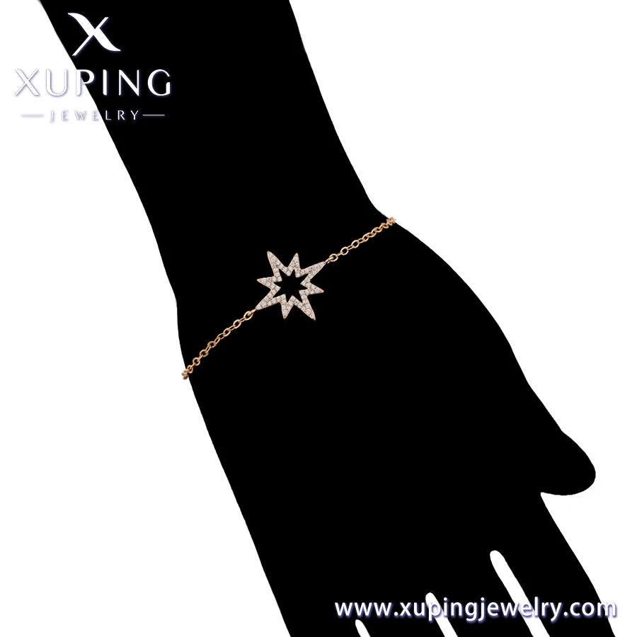 A00793242 xuping Free sample Casual hand jewelry 18K gold color woman little girl starburst fantasy polygonal stars bracelet