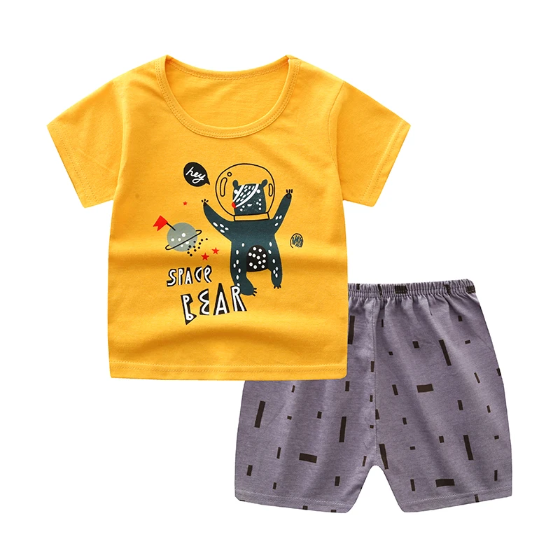 Boy's Clothings Sets Leisure Baby Short Sleeve Suit TOP T-shirt and Pant  Kids Clothes with Two Pieces
