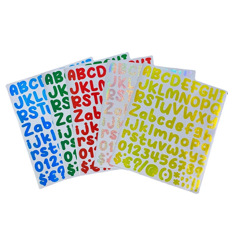 1-Inch Cross Border Holographic Vinyl Alphabet Stickers Laser-Cut Diy Alphanumeric for Packing Cartoon Style