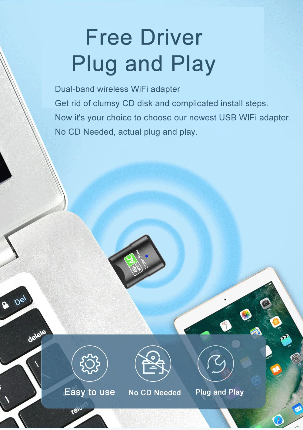 Mini Ac600 Driver Free Usb Wifi Adapter 600mbps Dongle Dual Band 2.4g ...