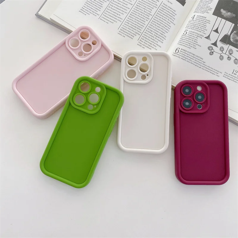 Shockproof Solid Color Silicone Mobile Phone Case For iPhone 15 Pro Max 14 13 12 11 Xs Xr Xs Max 7 8 Plus Soft TPU Shell Cases