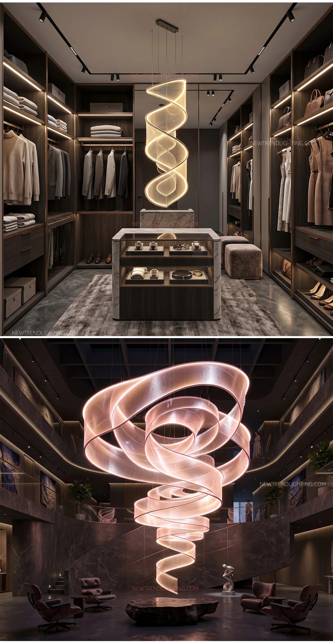 cpl 524 bespoke flowing ribbon led chandelier oversized sculptural statement lighting for hotel lobby atrium-3