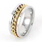 Ring Gold Lucky Classical Different Colors Finger Chain Ring Gold Plated Titanium Steel Men's Ring