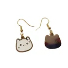 Earrings No Allergy Real Gold Plated Metal Hard Enamel Cat Face Logo Customized Pendant Earrings