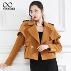 Leather Coat Ladies A Grade Quality Guaranteed Commuting Style Leather Collided Wool Women Short Coat For Ladies