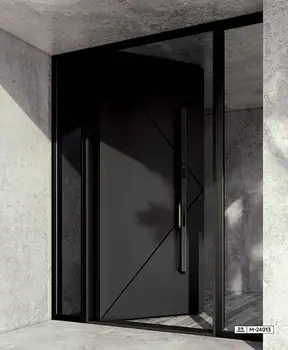 Alufront OEM Pivot Style Modern Security Aluminum Entrance Door for Apartment Competitive Price Front Exterior Door