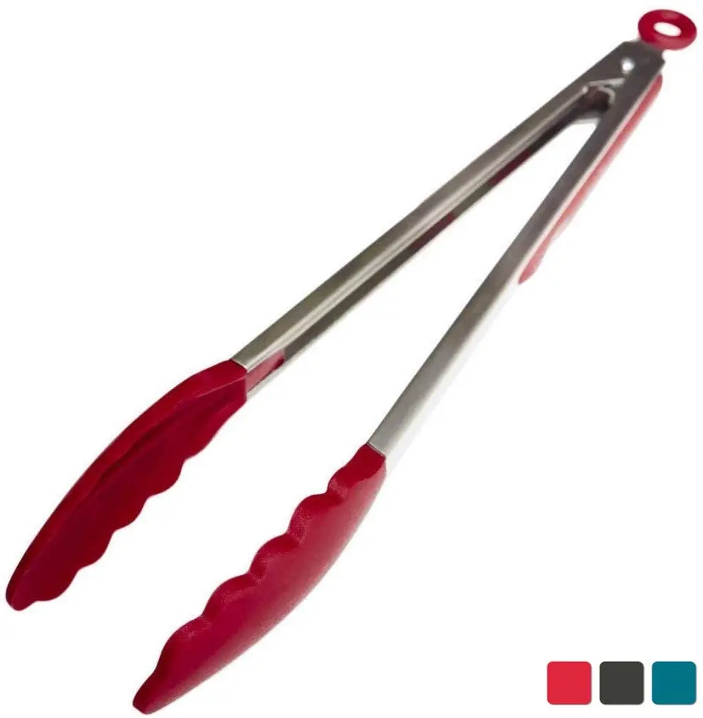 Wholesale Kitchen Cooking Tongs set with Heat-Resistant Silicone Tips Customized Tongs Stainless Steel Kitchen BBQ Grill Clamps
