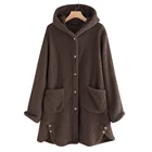 Coat Coat For Women European And American Plush Button Hooded Solid Color Coat For Women