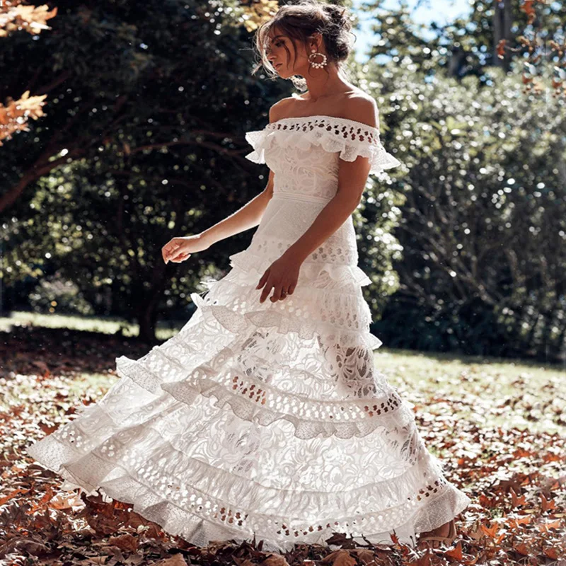 Wholesale style shoulder lotus leaf bride dresses white wedding wedding dresses  mermaid wedding dress