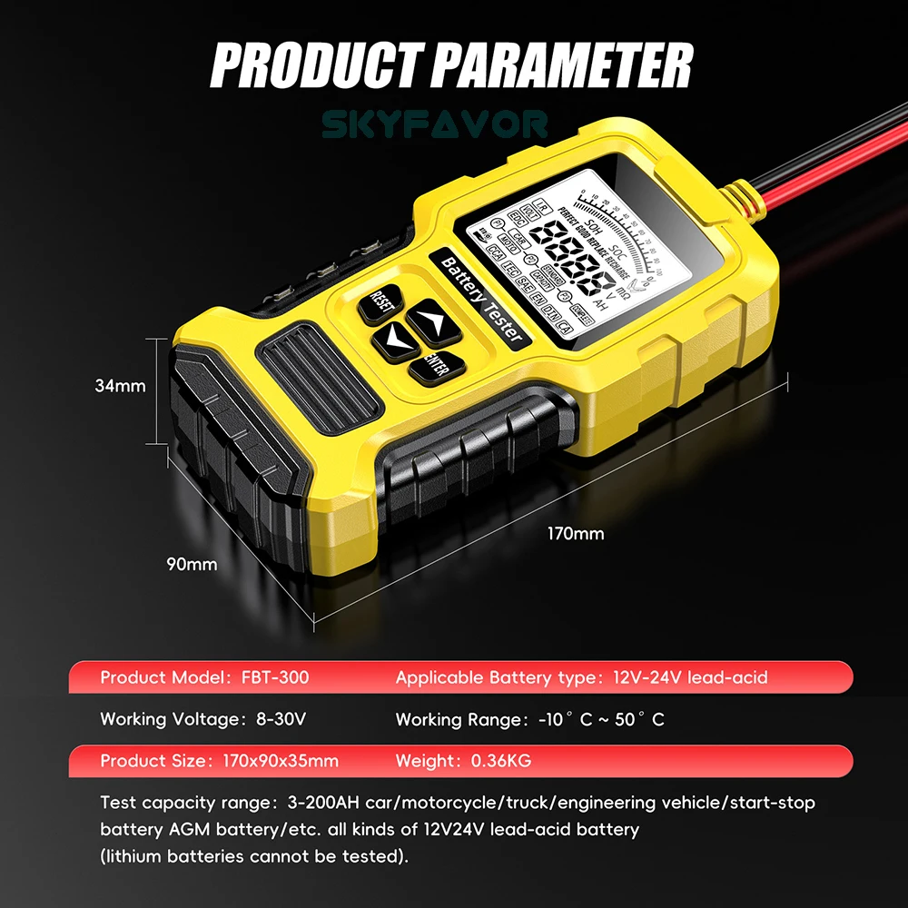 Automatic Maintenance-free deepcycle battery tester Universal 12V 24V lead acid battery CCA internal resistance tester analyzer