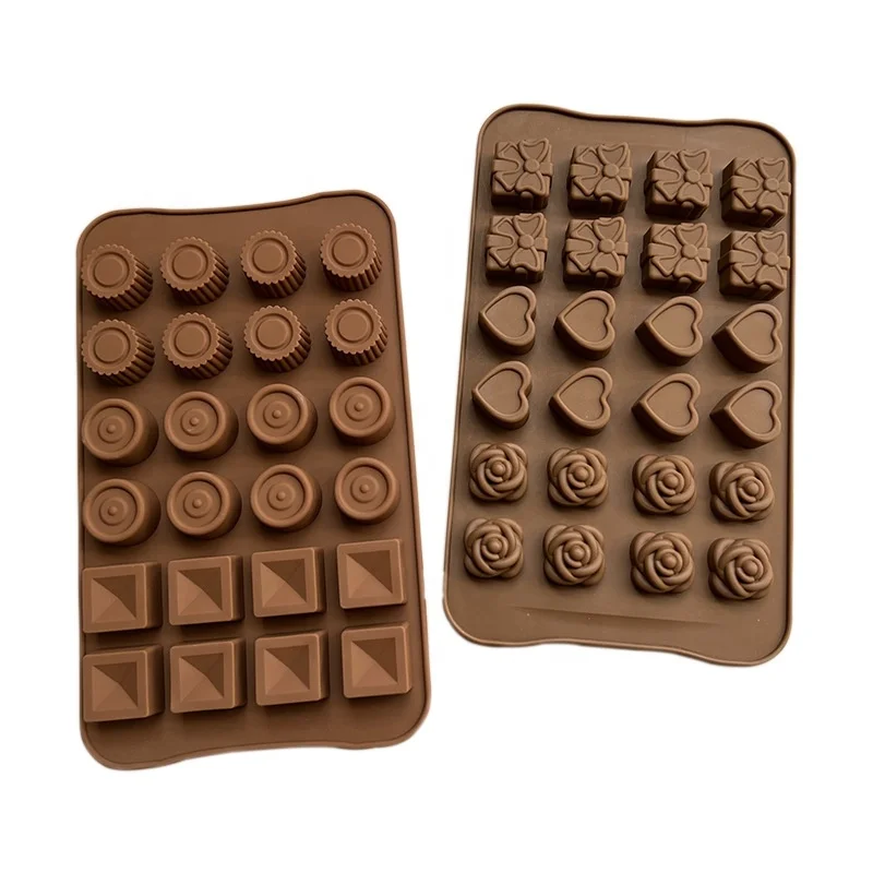 high quality easy off 24 holes gift box flower round square shaped silicone cake mold chocolate candy soap cake decoration tools