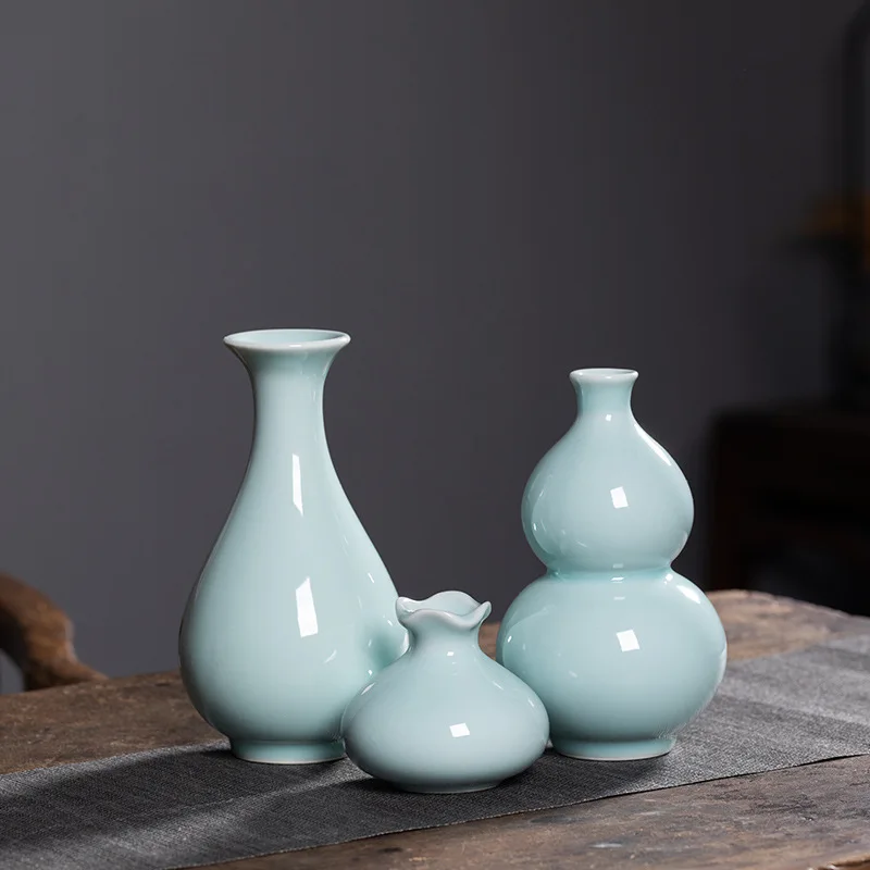 product chinese style celadon flower vase three piece set ceramic minimalist living room decoration flower ware household ornaments280-6