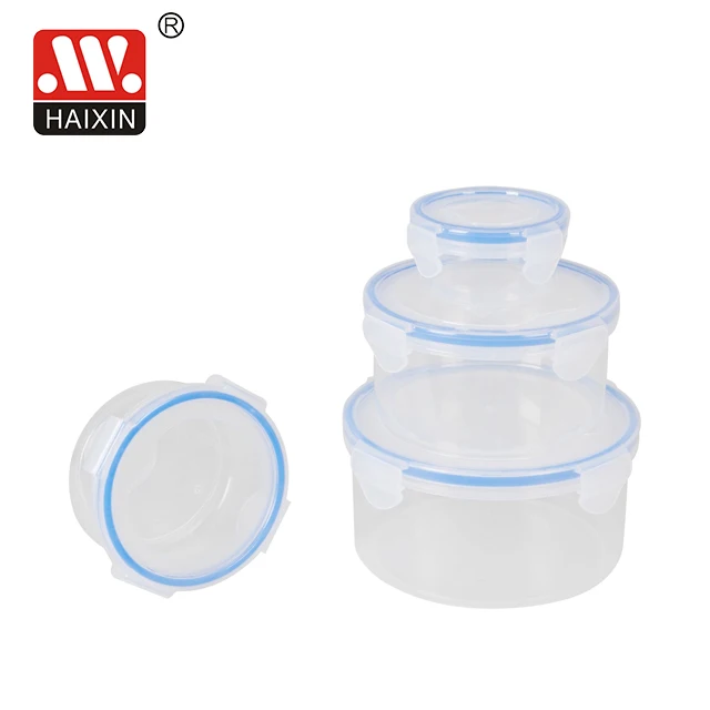 Sustainable European Take Out Home Kitchen Grain Fruit Nut Pantry Round Food Plastic Storage Box Food Containers Customized