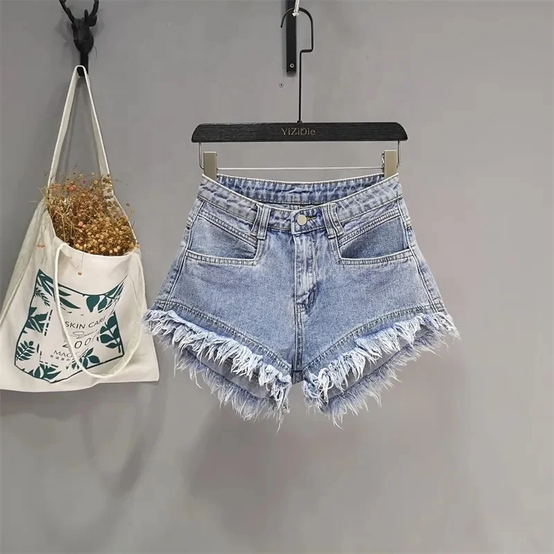 new arrival 2024 products S-5XL plus size summer women's shorts High Waist irregular patchwork jeans denim shorts for women