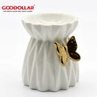 Oil Burner Latest Design White Ceramic Essential Oil Burner With Gold Butterfly