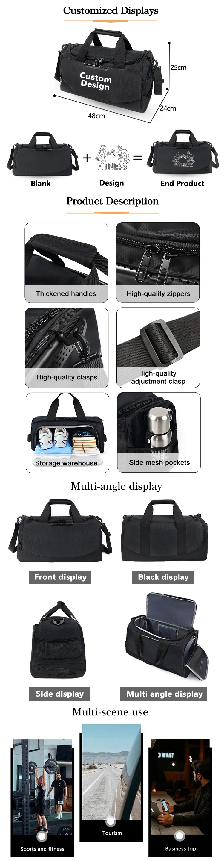 product custom multifunction large capacity backpack sport gym bag women men waterproof shoe space duffel travel bag outdoors duffel bag-5