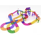 Kids Magnetic Racing Track Set Race Track With Car Construction Blocks Educational STEM DIY Toy Play Set For Learning