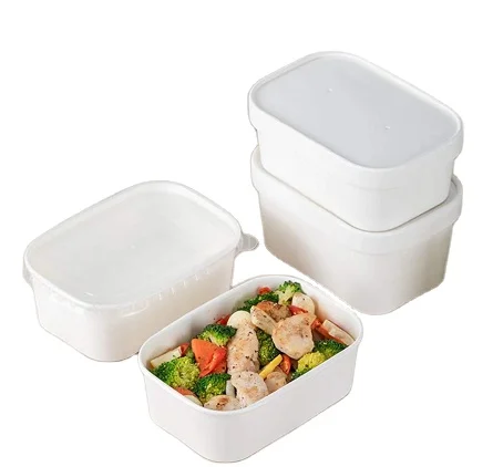 Disposable takeawaythickened disposable paper food rectangle square salad container bowls