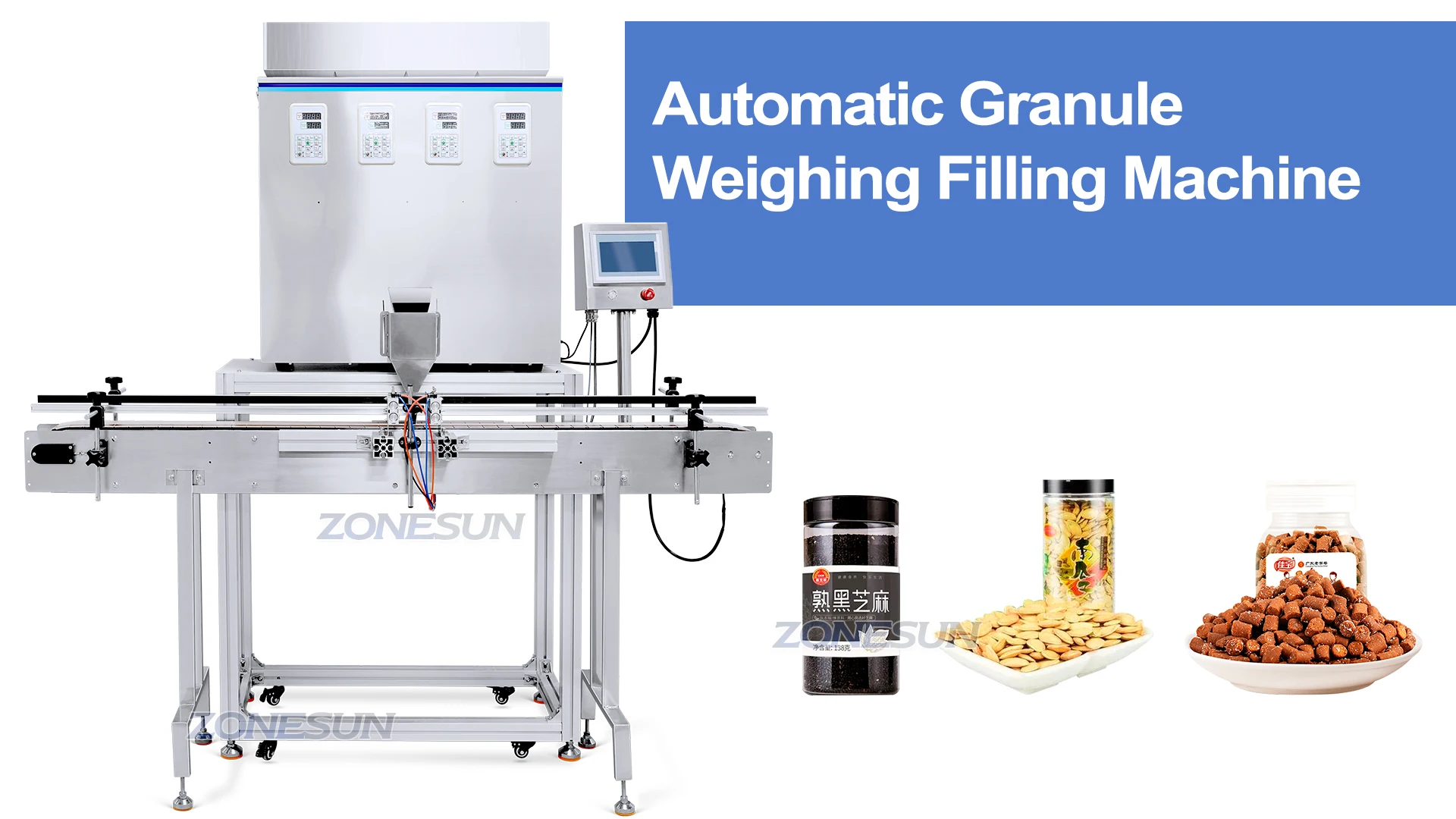 Zonesun Zs Gw4c Automatic Four Heads Spice Particle Grain Rice Coffee