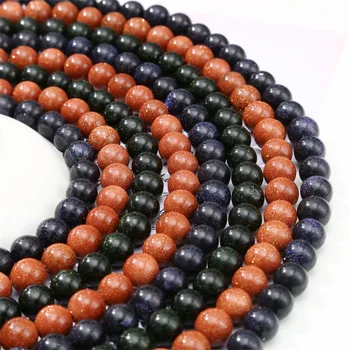 Wholesale synthetic dyed color multi-color sand stone loose beads blue gold green sand round beads