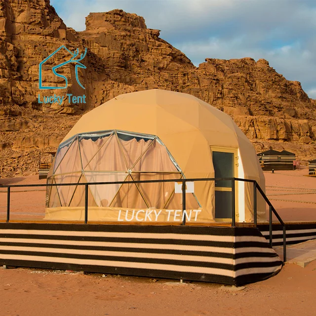 6m/7m/8m/10m Luxury Geodesic Dome Tent Outdoor Hot Climate Desert Resort Glamping Hotel Dome Tent with Heat Insulation