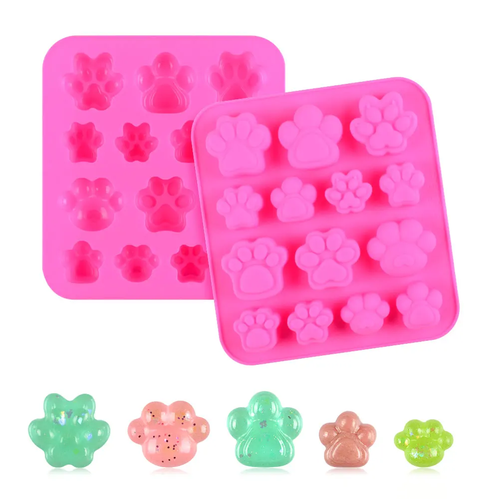 DIY Crystal drops of glue gummy cats paw candy molds silicone chocolate candy bar mold
