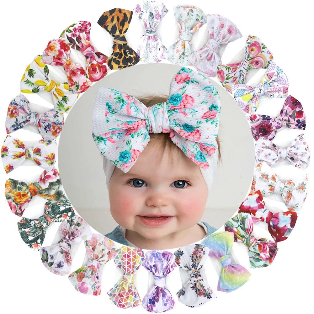 ToddlerNewborn Baby Girl Floral Knot Headband Stretch Hairband Headwear Hearwrap