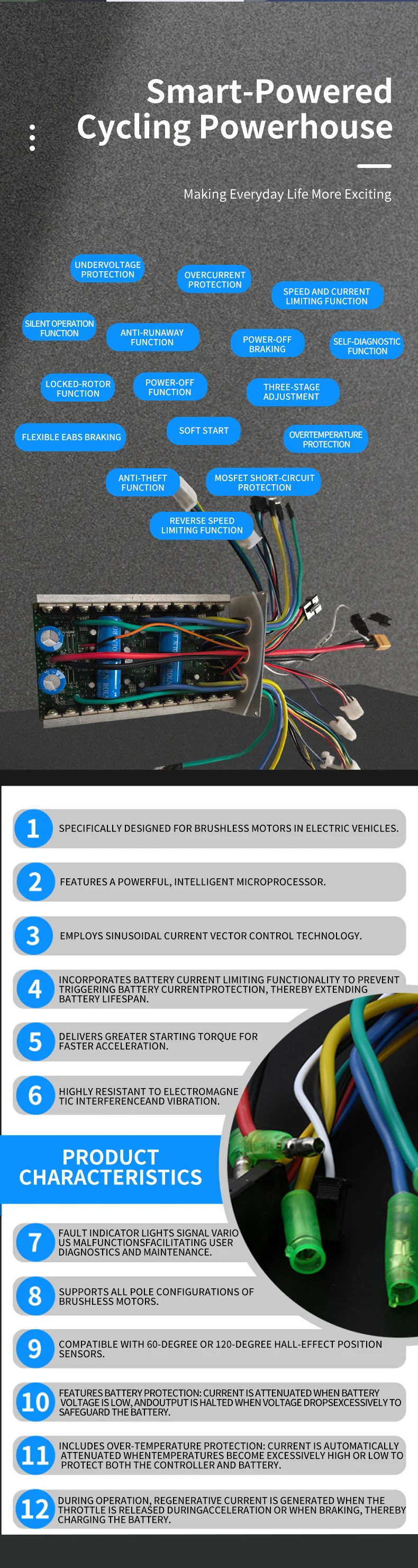 Color Screen Motor, 36V/48V/60V, 2000W, M8 - detail 12