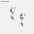 Hoop Gold Trendy New Copper Star Hoop Earrings 18k Gold Plated Mix Color CZ Star Hoop Earrings