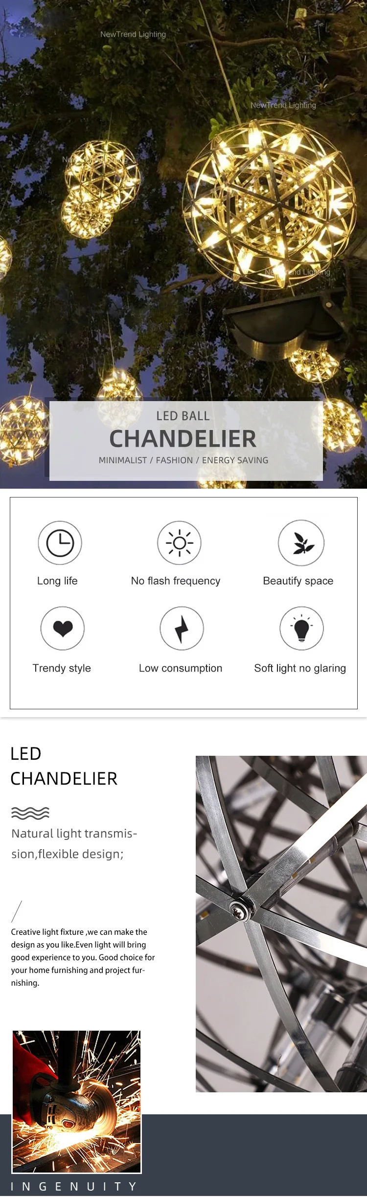 cpl 144 outdoor indoor decoration lighting hotel lobby villa garden farmhouse custom led ball chandelier-0
