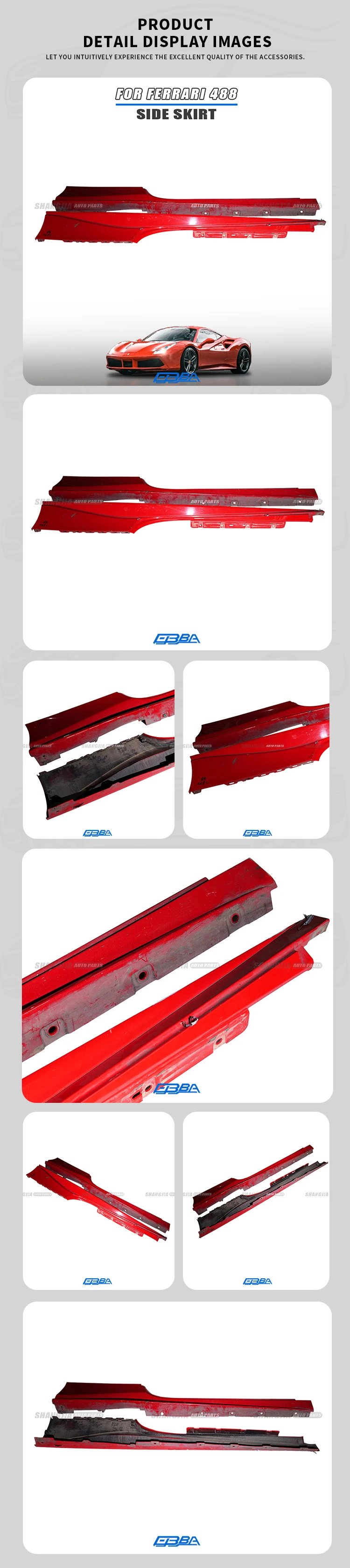Left Or Right Rocker Panel Side Skirt For Ferrari 488 GTB 488 Pista OEM 86612310 86612010 Plastic Material Other Car Body Parts manufacture