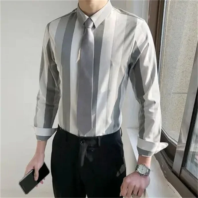 Wholesale high quality spring and autumn new lapel printed shirt casual slim long sleeve men's shirt