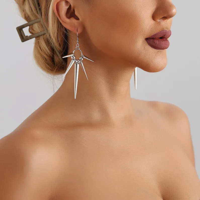 Punk personality earrings trendy and cool Irregular geometric earrings for men and women silver earrings