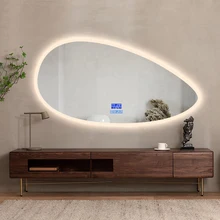 Luxury Irregular Led Mirror Touch Screen Bathroom Mirror With Heating Defog Smart Mirror For Villa Hotel Project