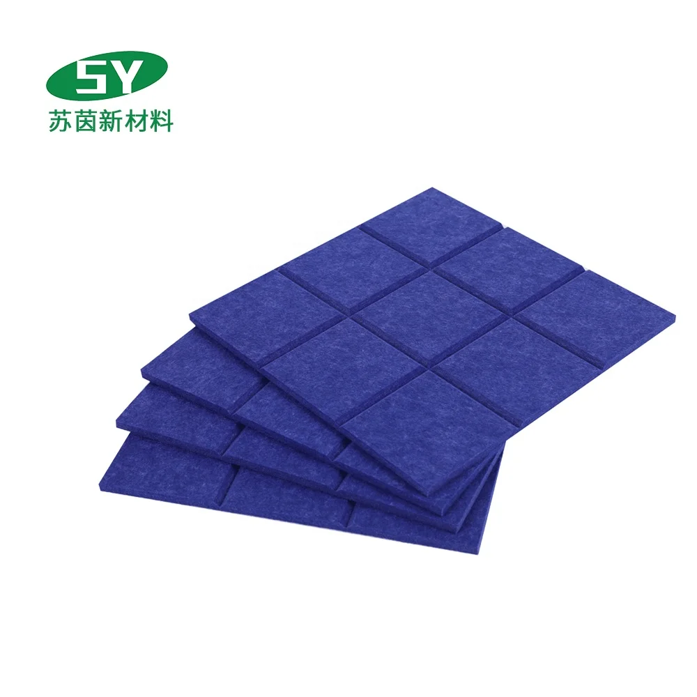 3D High-Density Gray Square Acoustic Panels Soundproof Wall Decoration Polyester Felt for Studios