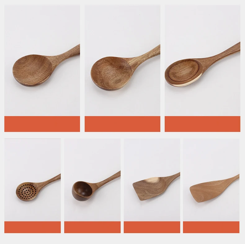 Wooden Spoons for Cooking Nonstick Wood Kitchen Utensil Cooking Spoons Natural Wood Kitchen Utensils Set Of 7 PCS